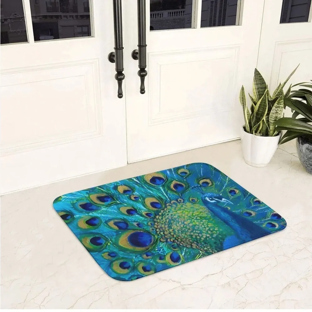 Boho Fan Tail Peacock Floor Mat